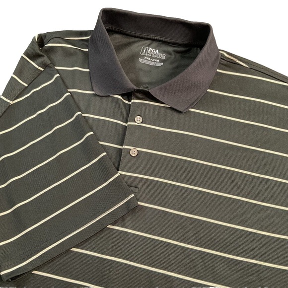 PGA Tour Polo Shirt Men 2XL Black Striped Short Sleeve Golf Casual Outdoors NWOT - Picture 5 of 14